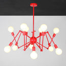 Designer metal chandelier with adjustable articulated arms spike
