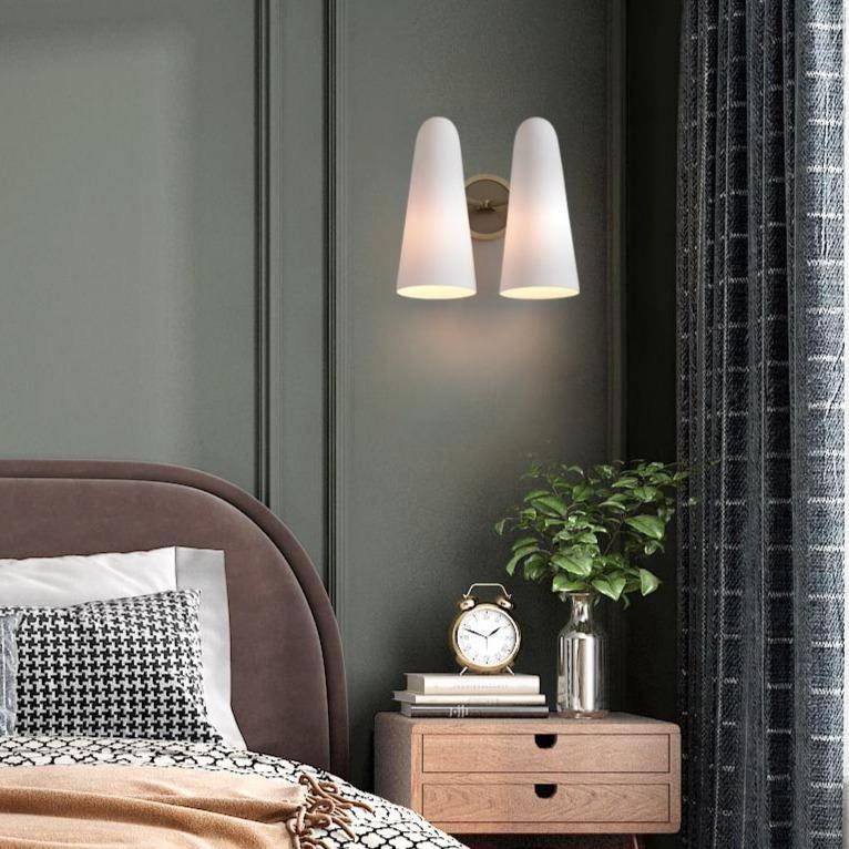 Designer LED wall light with rounded conical lampshade Coffee - vue 2 sur 5