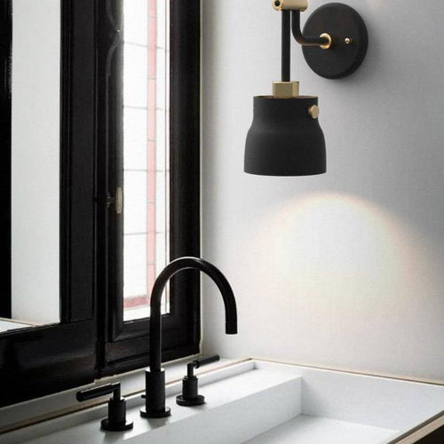 Modern LED wall light with rounded matte metal shade - vue 5 sur 7