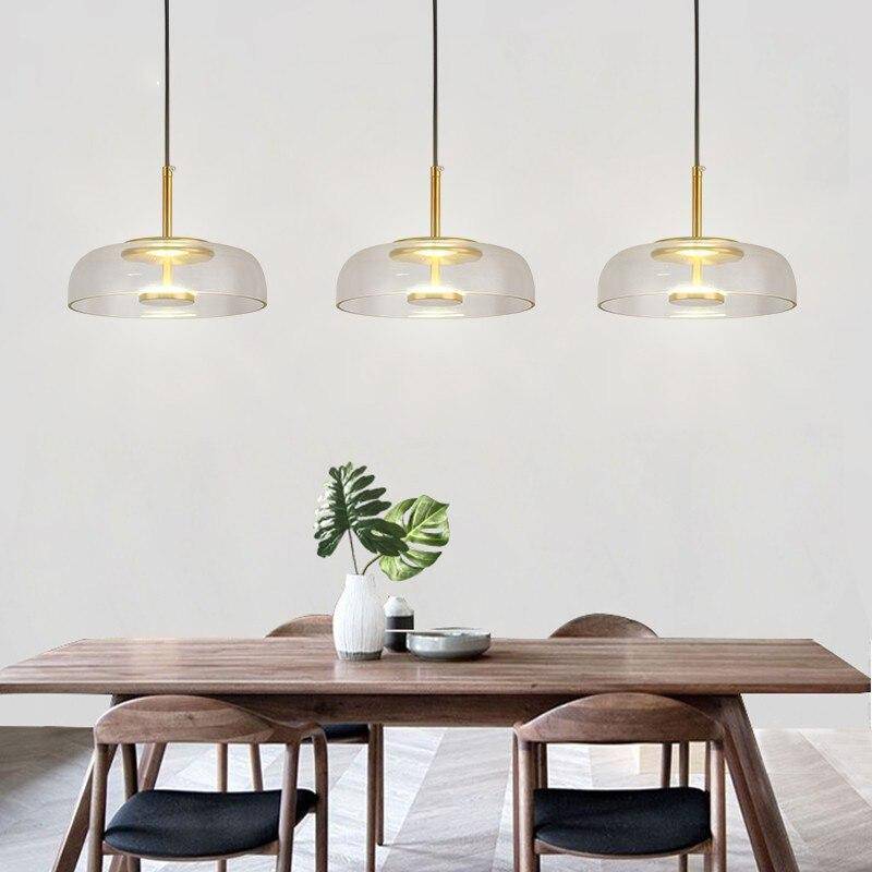 Curved smoked glass loft LED pendant light