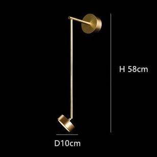 LED wall light with cylindrical lamp and gold rod lofty - vue 11 sur 10