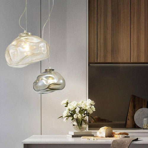 Lofty coloured deformed glass LED pendant light - vue 3 sur 10