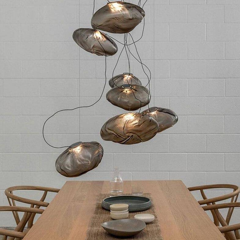 Lofty coloured deformed glass LED pendant light - vue 3 sur 10