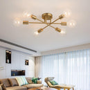 Modern LED ceiling light with 6 interlinked metal lamps eugie
