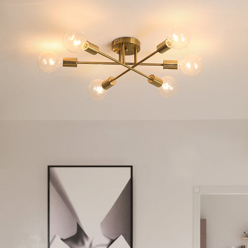Modern LED ceiling light with 6 interlinked metal lamps eugie - vue 4 sur 9