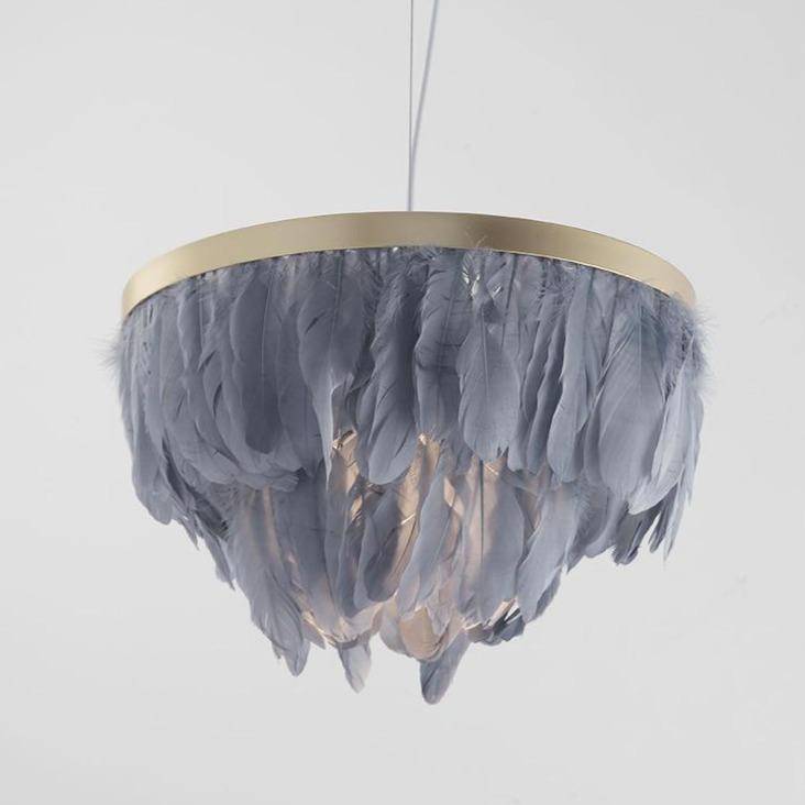 Oval LED feather pendant light in colourful Hangly style - vue 5 sur 8
