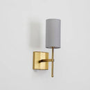 Designer LED wall light with gray cylindrical lampshade