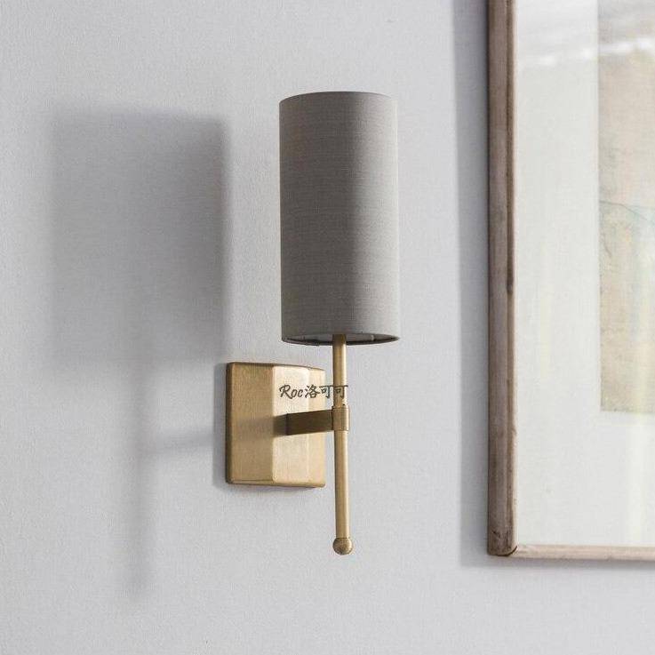 Designer LED wall light with gray cylindrical lampshade - vue 4 sur 9