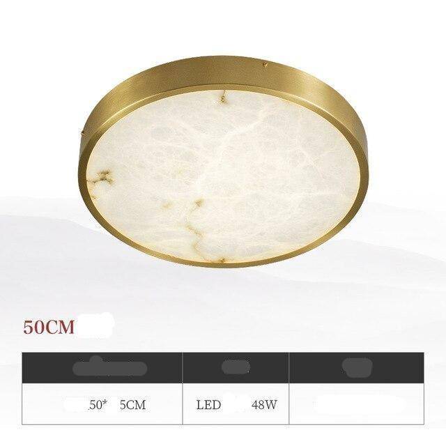 Round marble LED ceiling light with gold edges - vue 6 sur 9
