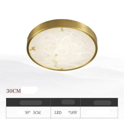 Round marble LED ceiling light with gold edges - vue 8 sur 9