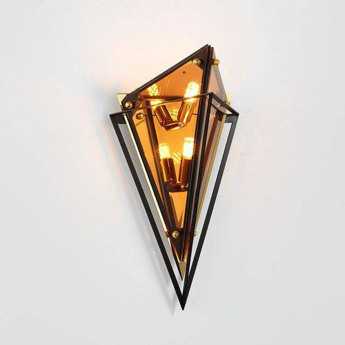 Designer LED wall light in triangular glass