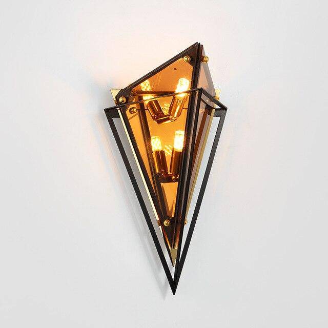 Designer LED wall light in triangular glass