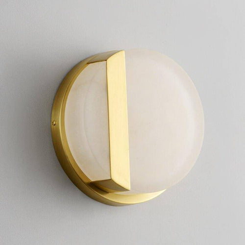Curved gold metal and marble LED wall light - vue 7 sur 7