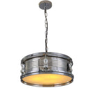 Retro metal drum-style LED pendant light