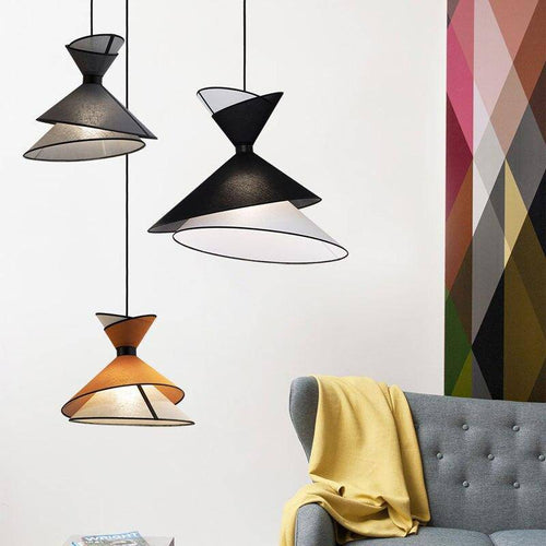 Designer LED pendant light in metal with asymmetric shade - vue 5 sur 6