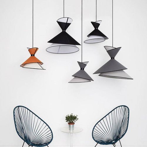Designer LED pendant light in metal with asymmetric shade - vue 3 sur 6