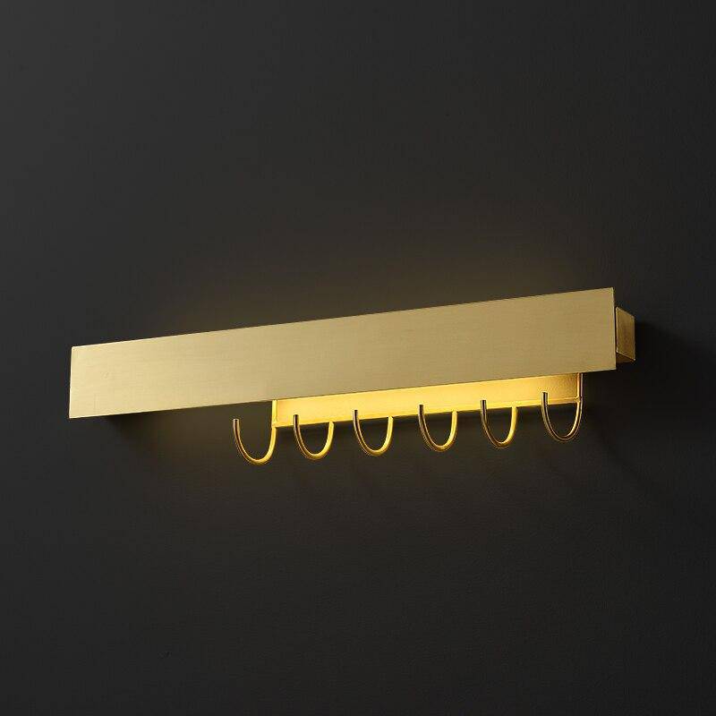 Modern gold LED wall light with hook - vue 4 sur 7