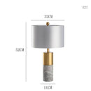 Designer golden LED table lamp in marble and gray lampshade