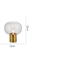 Modern LED table lamp with gold base and rounded shade luxury