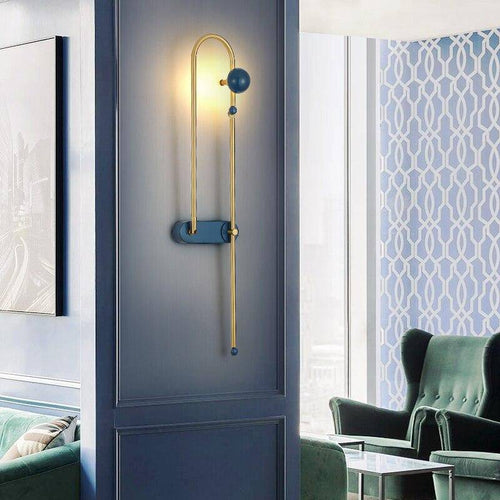 Applique murale design à LED bleu et courbe en métal doré - vue 4 sur 5