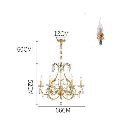 Baroque gold LED chandelier with retro crystal glass bulb - vue 6 sur 6
