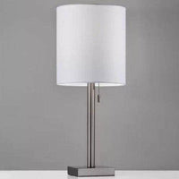 Designer metal LED table lamp with white shade