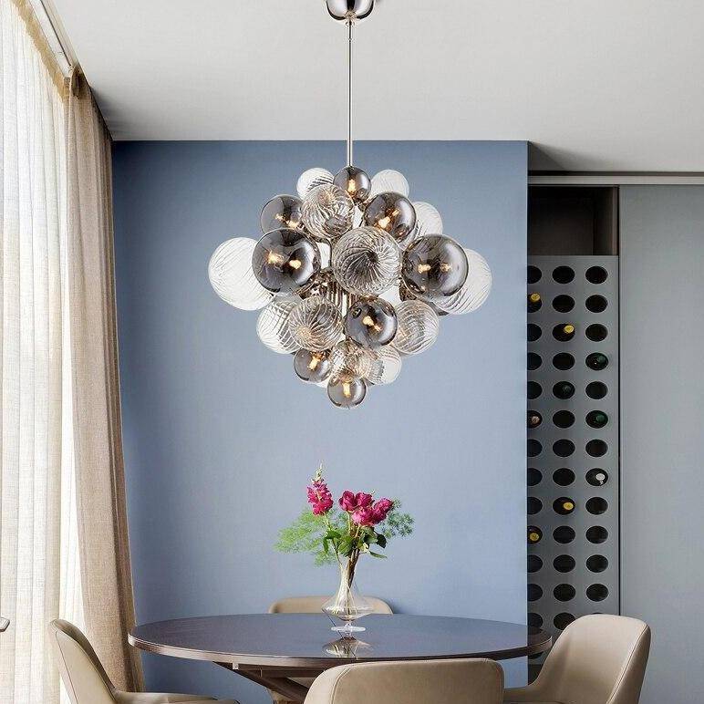 Design LED pendant light with multiple glass balls - vue 2 sur 11
