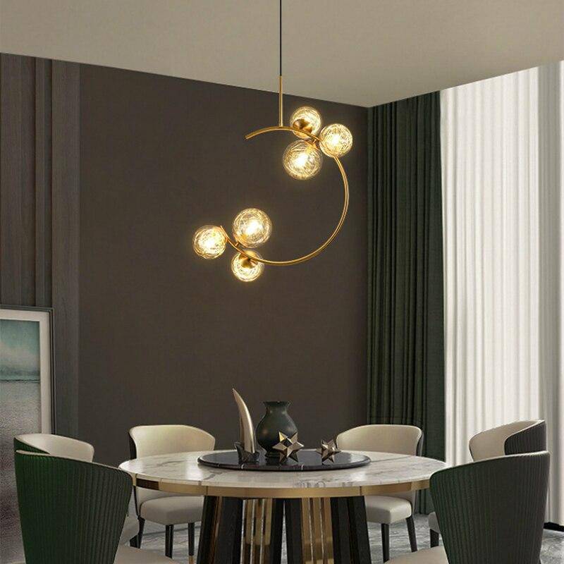 Gold LED designer pendant light with metal ring Shadow - vue 2 sur 7
