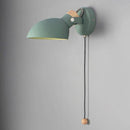 Colourful LED designer wall light with adjustable shade and switch