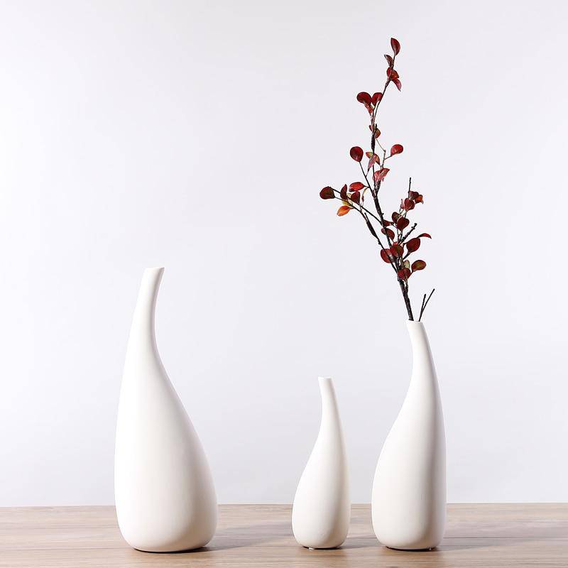 White ceramic vase rounded modern style
