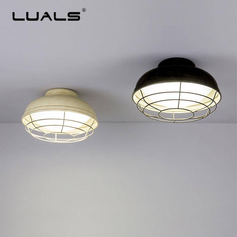 Modern LED ceiling light with metal cage loft style - vue 5 sur 7