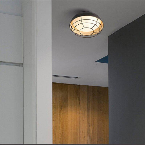Modern LED ceiling light with metal cage loft style - vue 4 sur 7