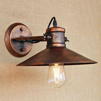 Retro LED wall lamp with elongated copper cone shade