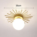 Modern LED ceiling light with metallic sun and Sana globe