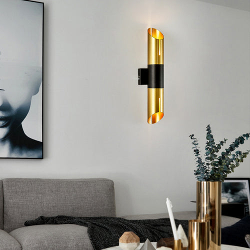 Vera gold cylindrical LED wall light - vue 3 sur 8