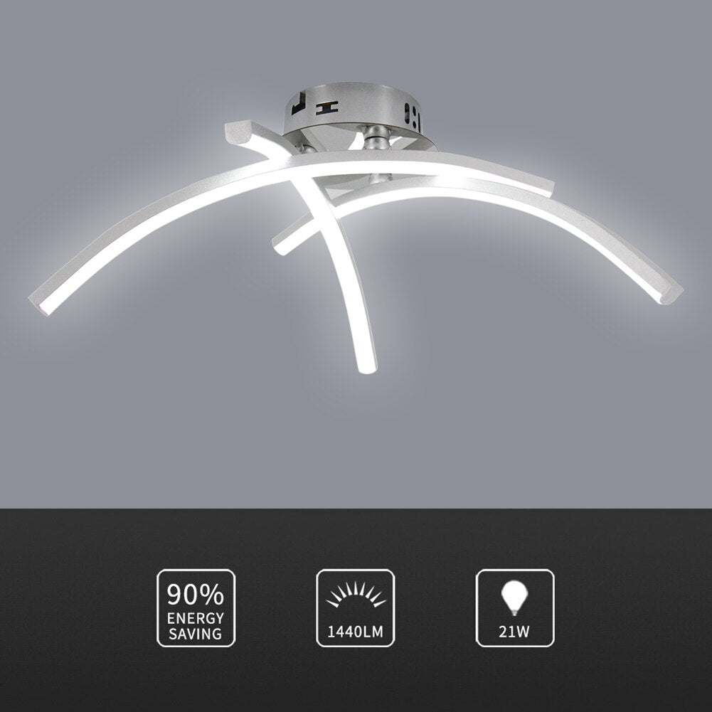 Design LED ceiling light with 3 curved metal bars Teylor - vue 5 sur 8