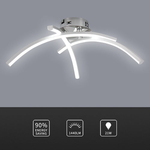 Design LED ceiling light with 3 curved metal bars Teylor - vue 6 sur 8
