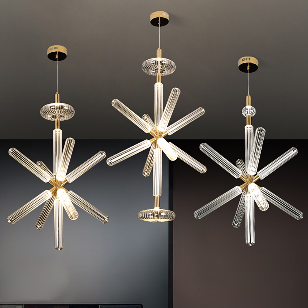 Modern LED pendant light with different Florina glass shapes - vue 2 sur 34