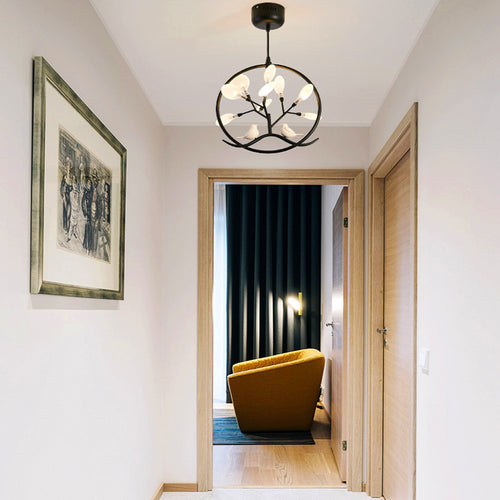Modern chandelier with tree and birds in ring Rhym - vue 7 sur 18