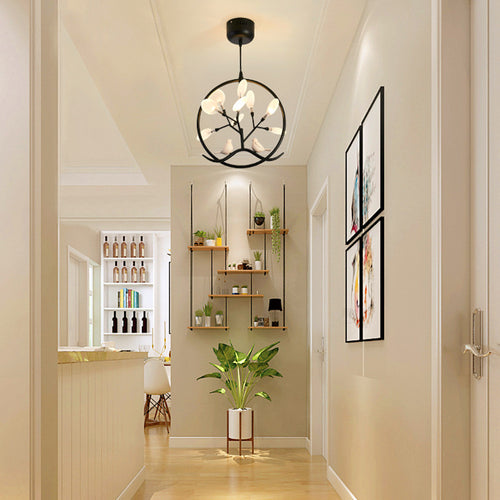 Modern chandelier with tree and birds in ring Rhym - vue 3 sur 18