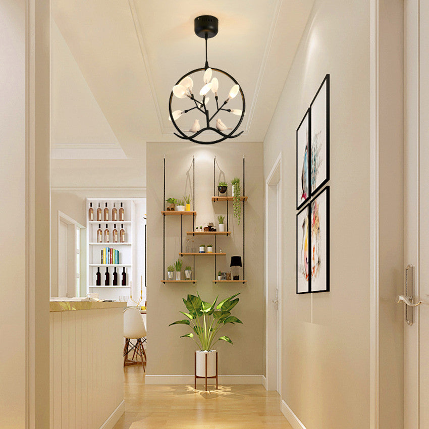 Modern chandelier with tree and birds in ring Rhym - vue 2 sur 18