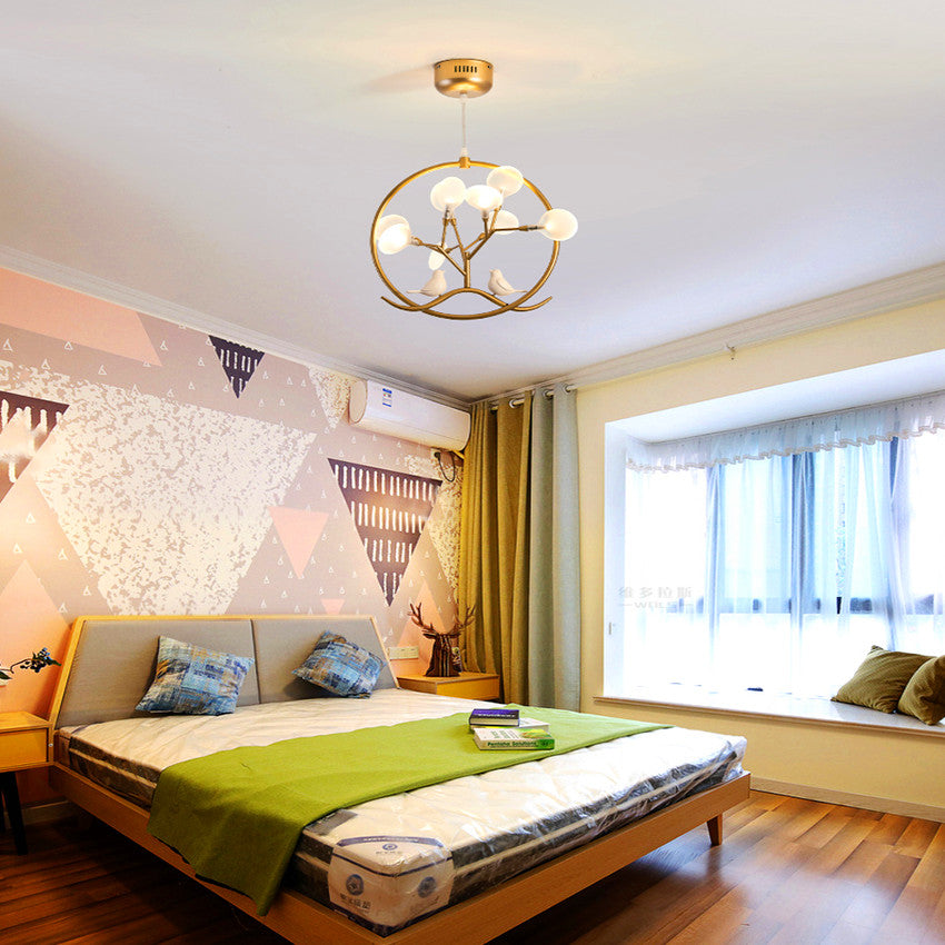 Modern chandelier with tree and birds in ring Rhym - vue 3 sur 18