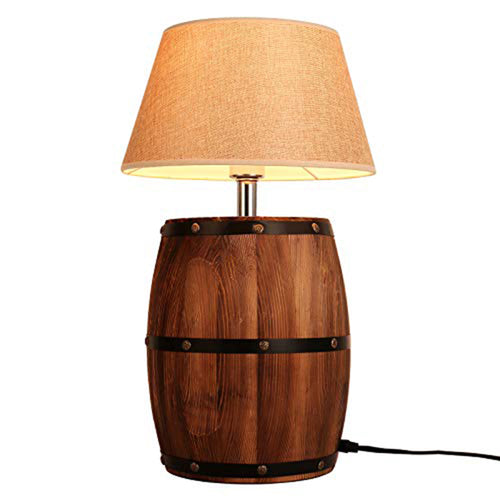Vintage barrel-shaped rope bedside lamp - vue 5 sur 6