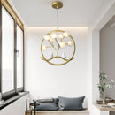 Modern chandelier with tree and birds in ring Rhym