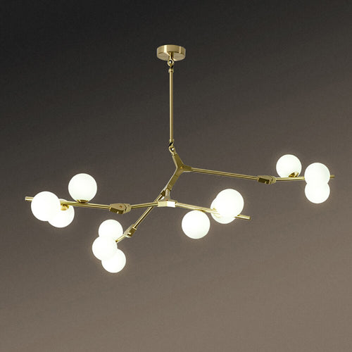 Modern LED chandelier in colorful branch style and Irune globes - vue 9 sur 15
