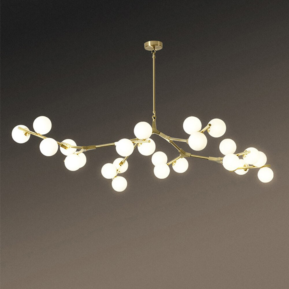 Modern LED chandelier in colorful branch style and Irune globes - vue 7 sur 15
