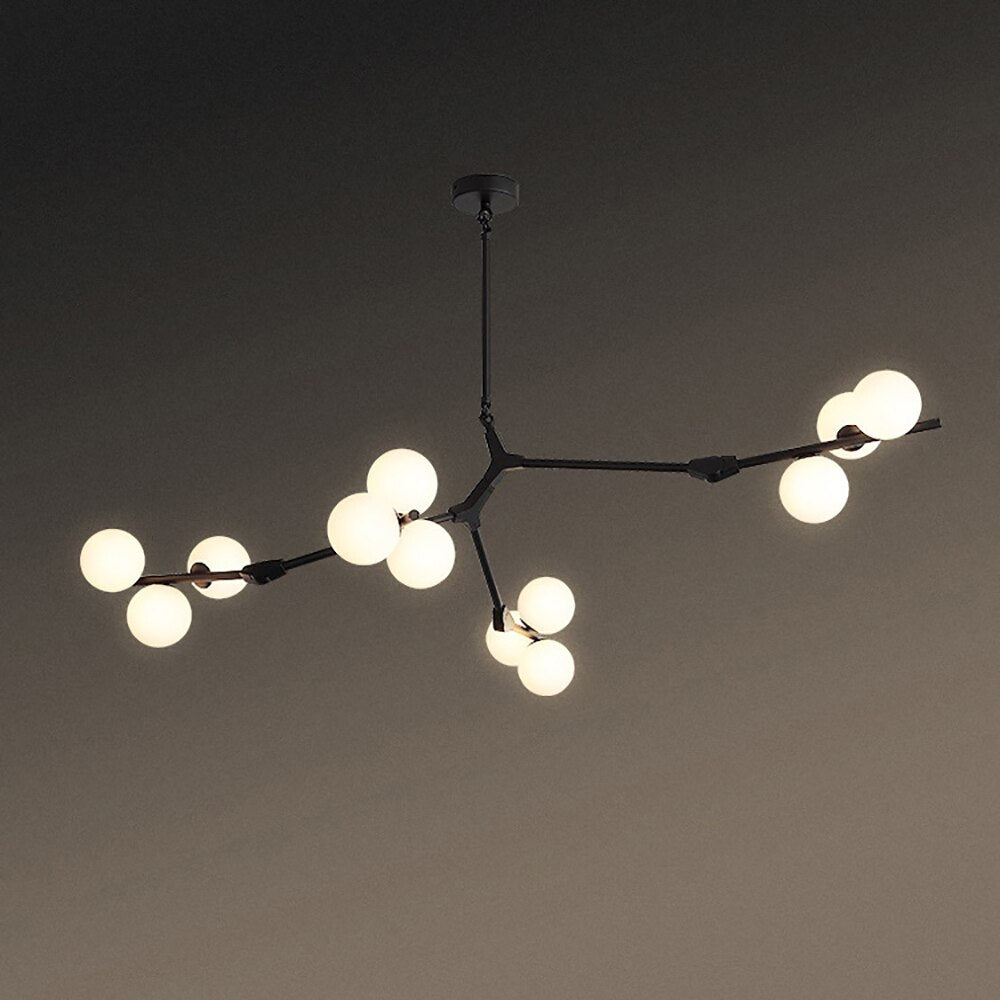 Modern LED chandelier in colorful branch style and Irune globes - vue 14 sur 15