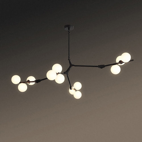 Modern LED chandelier in colorful branch style and Irune globes - vue 15 sur 15