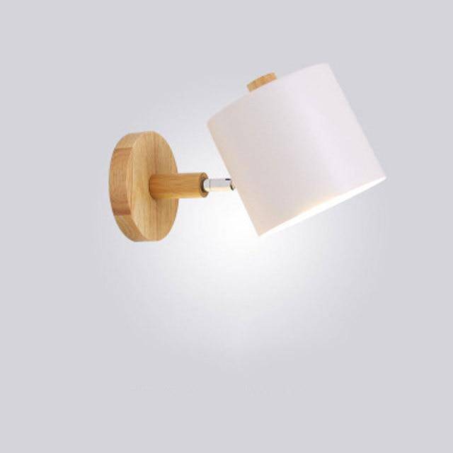 Modern LED wooden wall light with coloured round shade nordic style - vue 7 sur 8