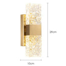 Designer LED wall light with crystal glass and gold cube loft